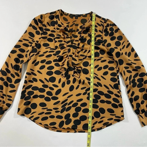 J Crew Ruffle Front Top Wavy Dots - Picture 7 of 8